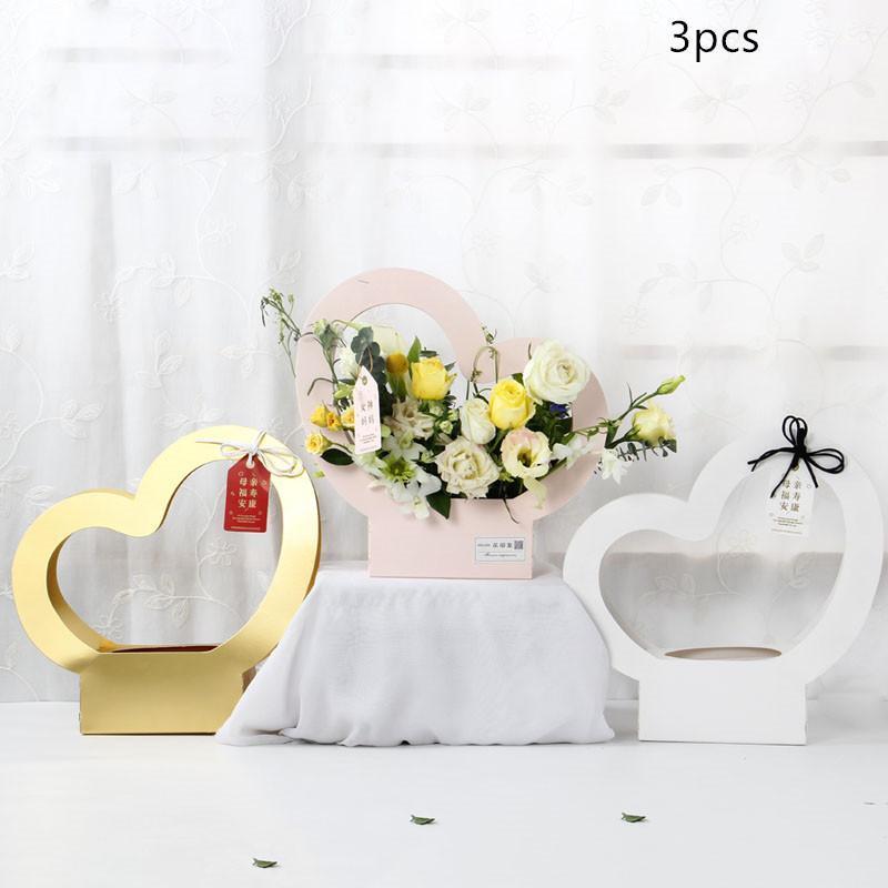 

3pcs Heart Shaped Tote Bag Flowers Plant Bag Kraft Paper Gift Valentine's Day Father's Day 520 Flower1