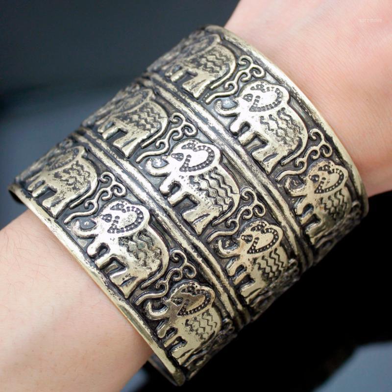 

Egypt African Vintage Gold Embossed Elephant OM Hindu Ganesha Big Wide Bracelet Bangle Cuff Men Jewelry Anime Copper1