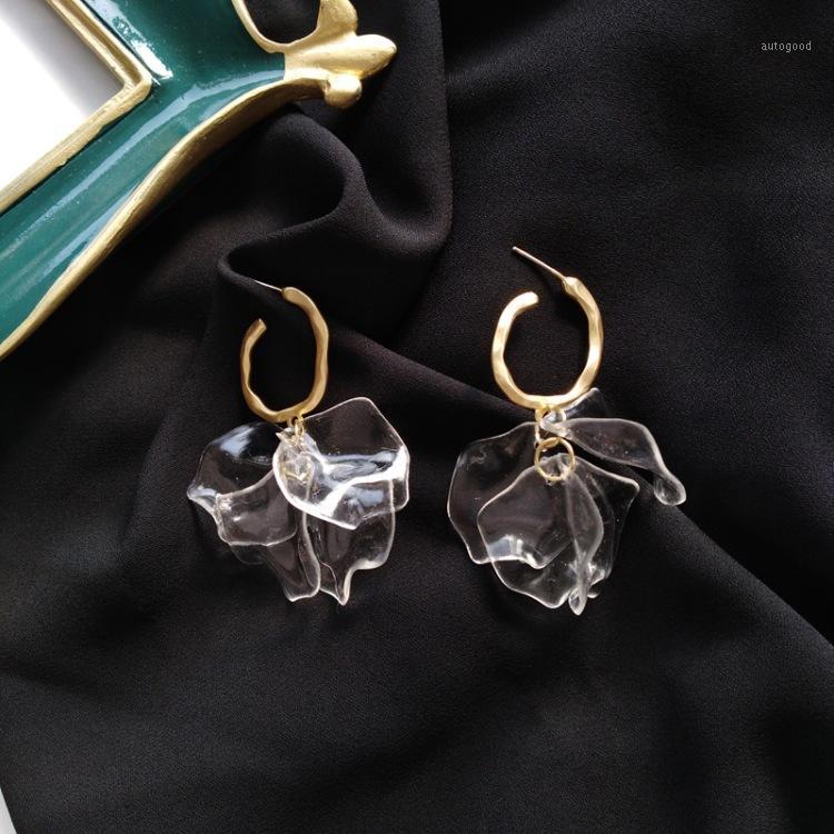 

Hoop & Huggie Super Fairy Transparent Petals Tycoon Eardrop Personality C Word Earrings Temperament Melting1