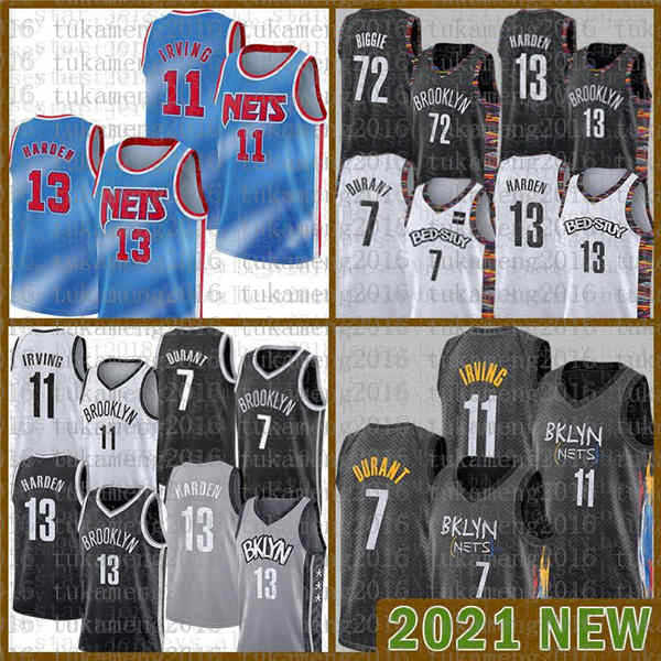 

BrooklynNetsJames 13 Harden Basketball Jersey Kevin 7 Durant 11 Irving Mens Kyrie 2020 2021 New City net Jerseys S-XXL 666, Black;red