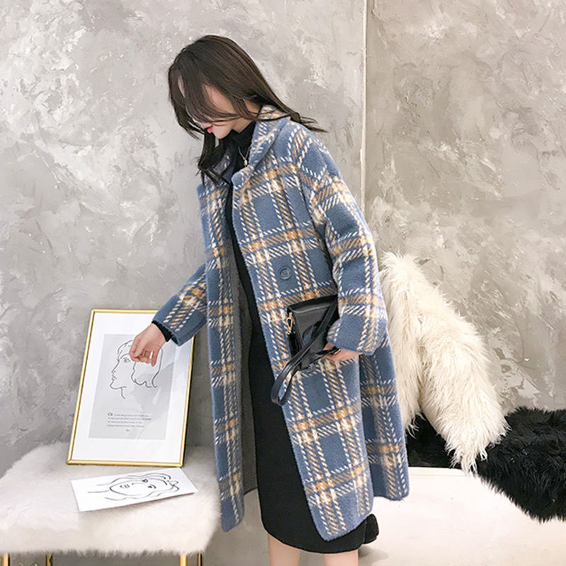 

Women's Fake Mink Fleece Jacket Fashions New Fashionable Winter Elegant Woman's Loose Outwear Chess Thicken Sweater R661 Coat Evlt, Blue