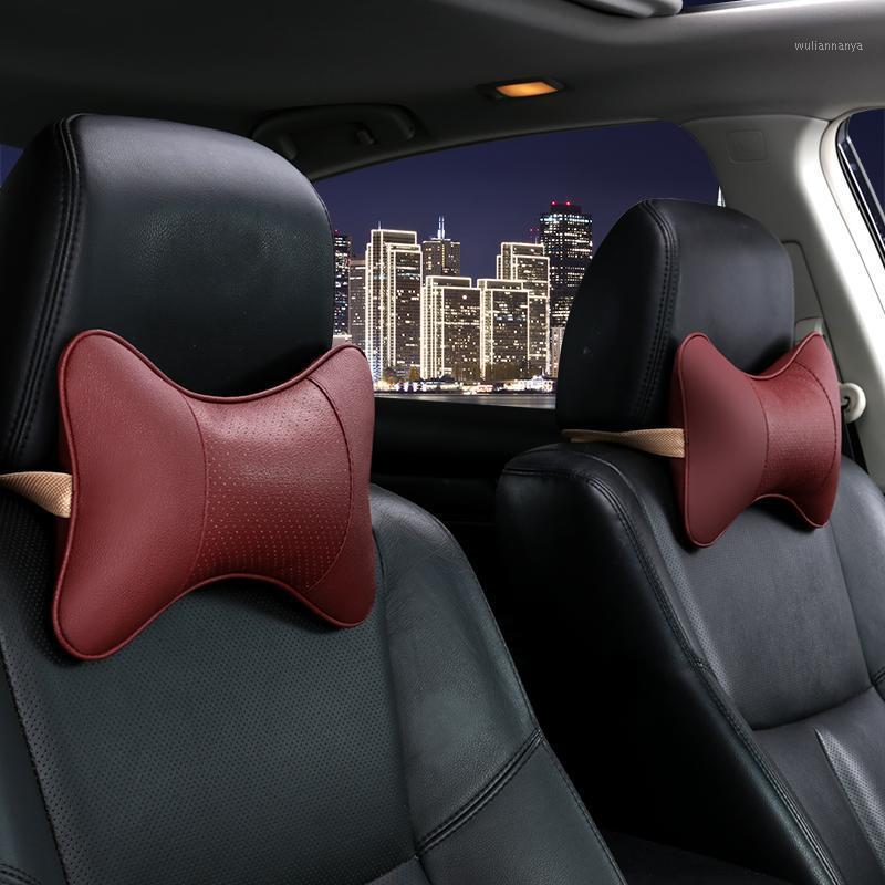 

Seat Cushions DERMAY 2PCS Double Sided PU Leather Car Neck Pillow Breathable Headrest Pillows Covers Cushion Auto Accessories