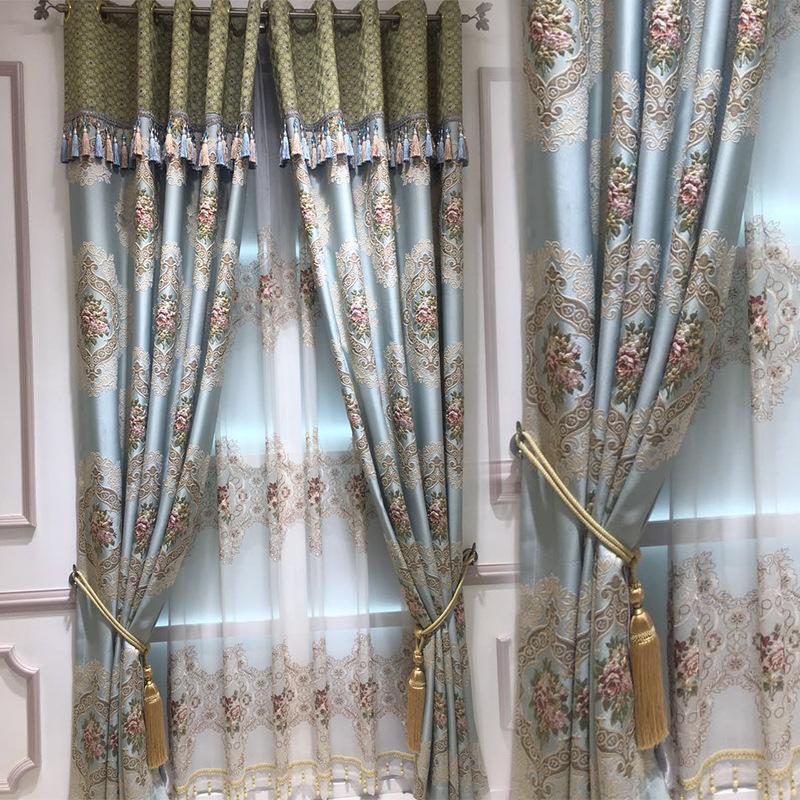 

European Luxury 4D Jacquard Blackout Curtains for Bedroom high quality embroidered villa curtains for living room Custom curtain, Tulle