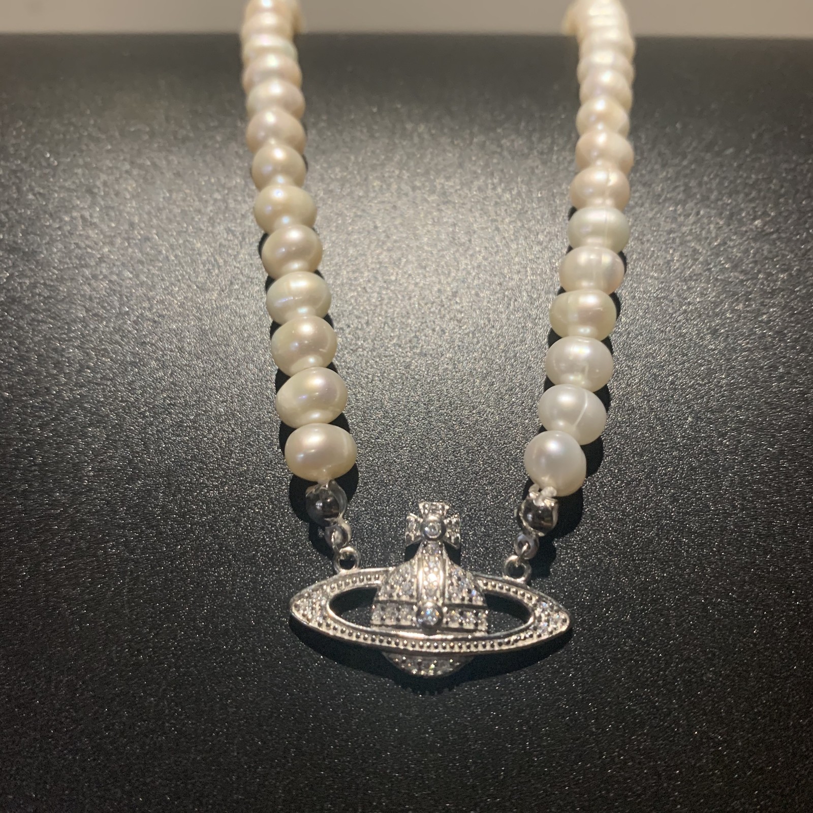 

925 SILVER French style necklace women saturn pearl elegant punk classic freshwater pearl choker 1020