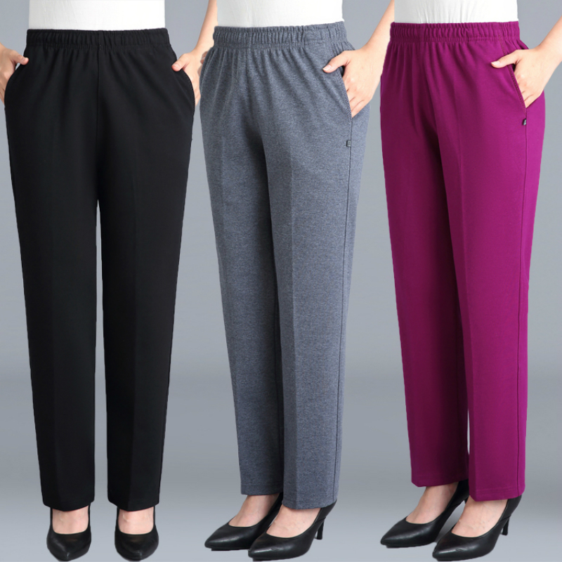 

Middle-aged Women Trousers Casual Loose Elastic Waist Mother Pants Large Size Warm Female Spring Autumn Pants Pantalon Femme 201228, Big red