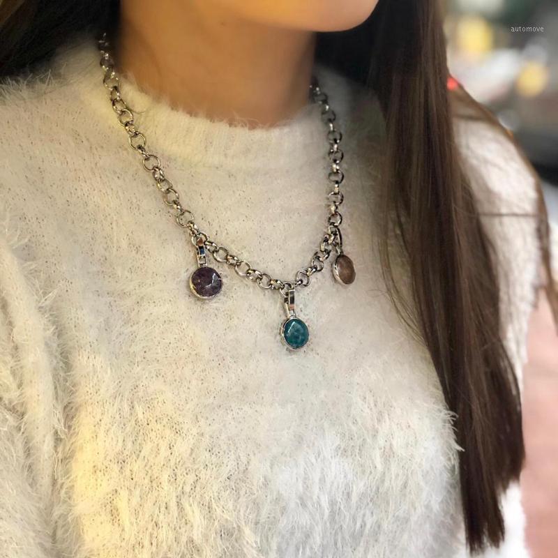 

GULCE DERELI, 3 (THREE) NATURAL STONE CHARM NECKLACE, CHARM NECKLACE, CHAIN GIFT BOX, GOLD/SILVER PLATED1