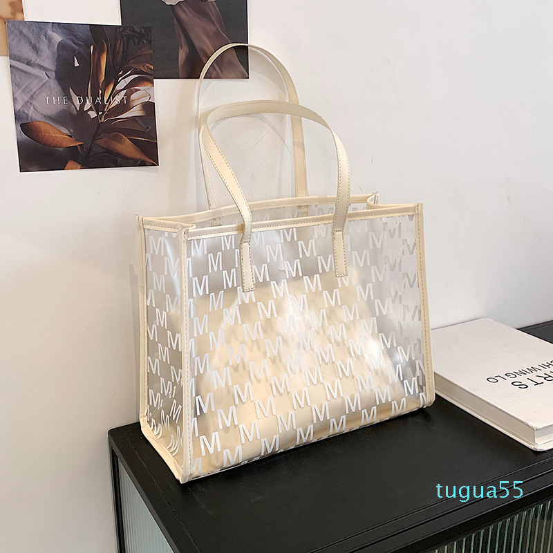 

designer Women Tote Bags Fashion Handbags Trendy Large-Capacity Transparent Shoulder Bag Fashionable Portable Jelly Purse Female Packs, Black