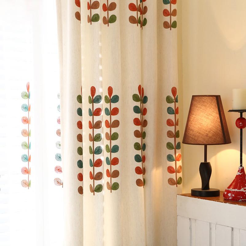 

1pcs High quality decorative fabric drapes for bedroom pastoral embroidery cotton linen curtain window curtains for living room, As pic
