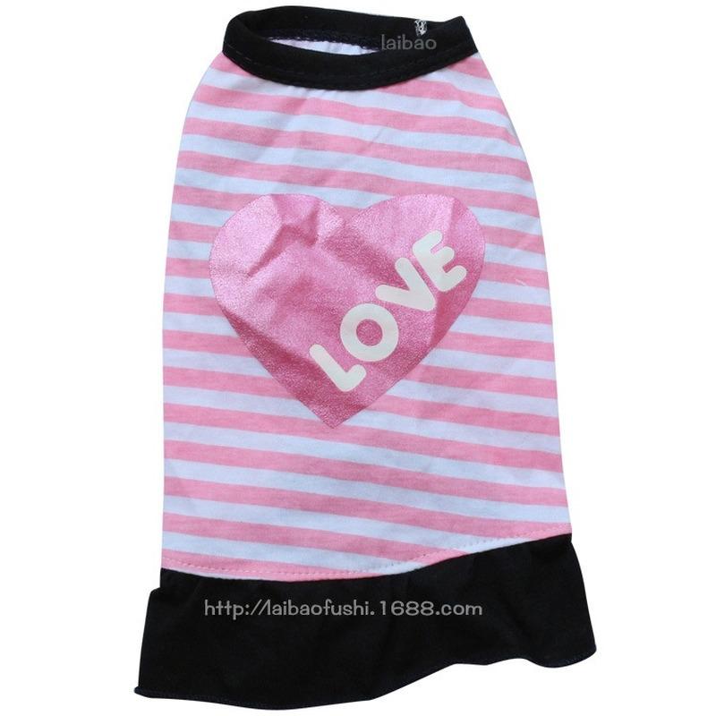 

Striped Pet Dog Clothes Letter Clothings Dogs Dresses Super Small Clothing Cute Heart Print Love Spring Summer Pink Ropa Perro
