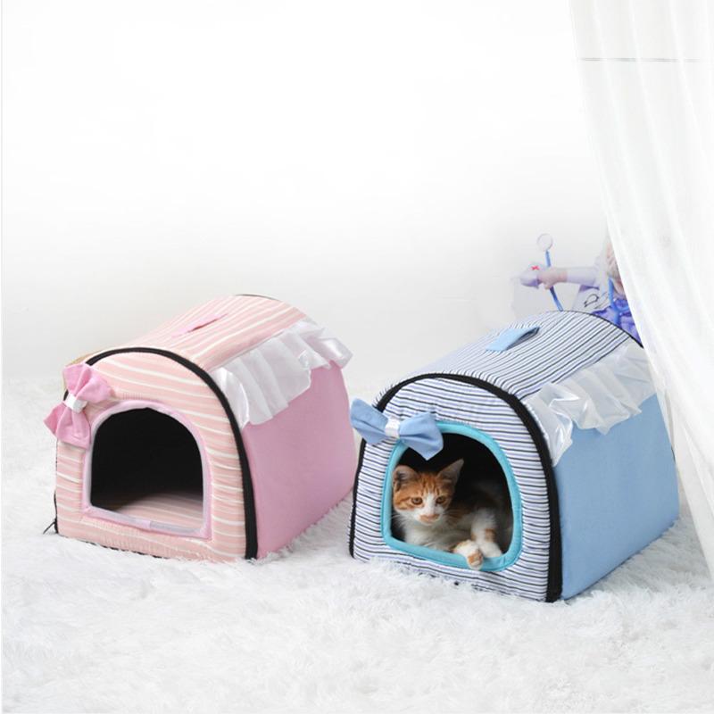 

Cat House Kennel Kitten Bed Litter Mat Winter Warm Removable Cover Teddy Bichon Puppy Nest Pet Basket Puppy Cave Sleeping Sofa