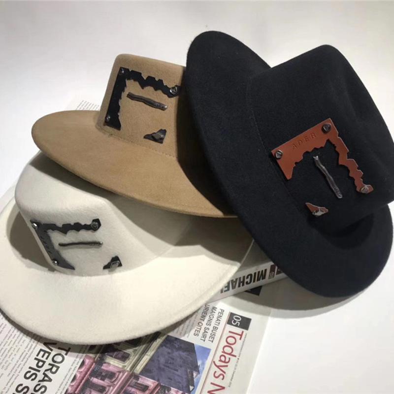 

2020ss Ader Error Torn Metal Label Bucket Fedoras Men Women Ader Error Hats Cap Adjustable