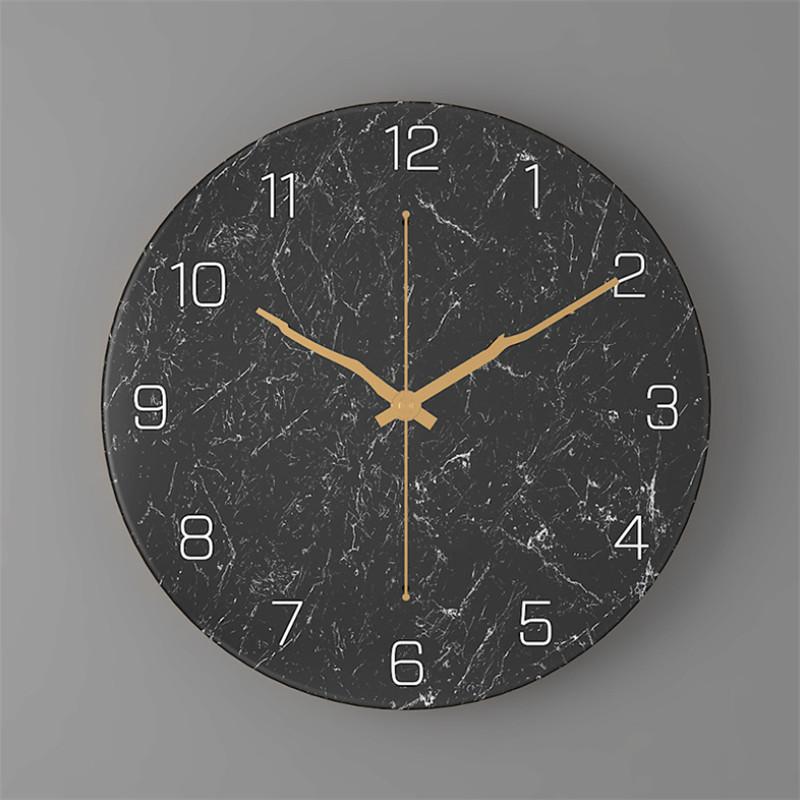 

Marble Pattern Iron Wall Clock Nordic Creative Living Room Fashion Wall Clock Home Decoration Bedroom Retro Silent Quartz