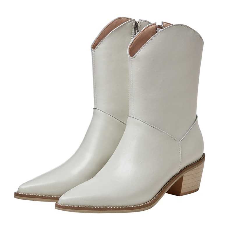 

2021 Fashion Concise Female Woman Shoes Thick Big 42-size Boots 05jt, Black