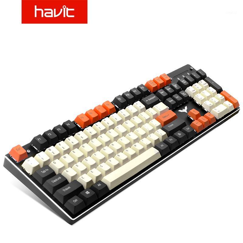 

Havit PBT Key Caps DIY Gaming Mechanical Keyboard Full Keys Set for Cherry MX Key Switch Keyboards,Black & White & Orange1