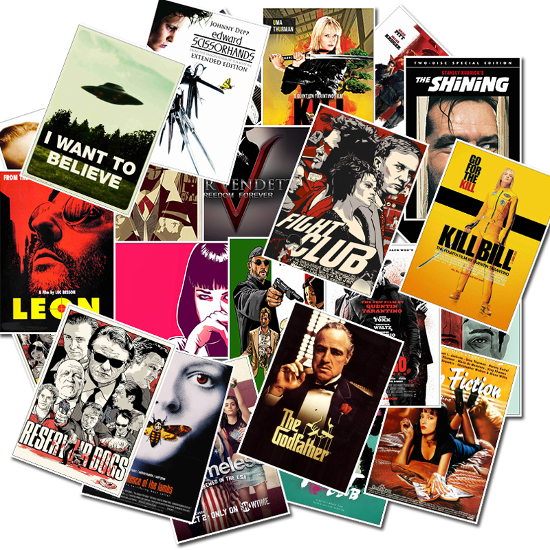 

25pcs/Lot Classic Movie Stickers for Luggage Laptop Art Painting Kill Bill Pulp Fiction Poster Waterproof Skateboard Motorcycle DIY Sticker Decal