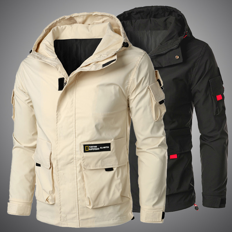 

Multi Pocket Windbreaker Jacket Men 2020 Autumn Hooded Zipper Jackets Coats Mens Outdoor Cargo Jacket Male Fashion Coat, Dsb361-056black