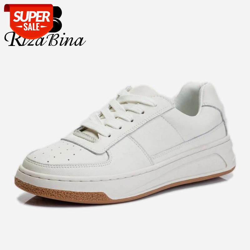 

RIZABINA Women Sneakers Real Leather New Fashion Flats Shoes Woman Cross Strap Casual Daily Spring Lady Footwear Size 35-39 #ir9U, Beige
