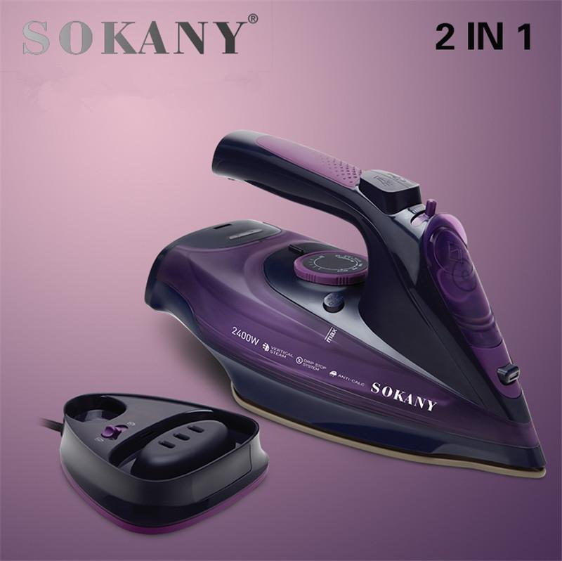 

SOKANY 2400W/360ml Steam Iron 5 Speed Adjust Cordless Charging Portable Clothes Ironing Steamer Portable Ceramic Soleplate