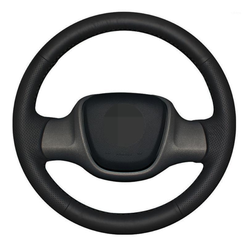 

Car Steering Wheel Cover Hand-stitched Black Artificial Leather For Smart Fortwo1