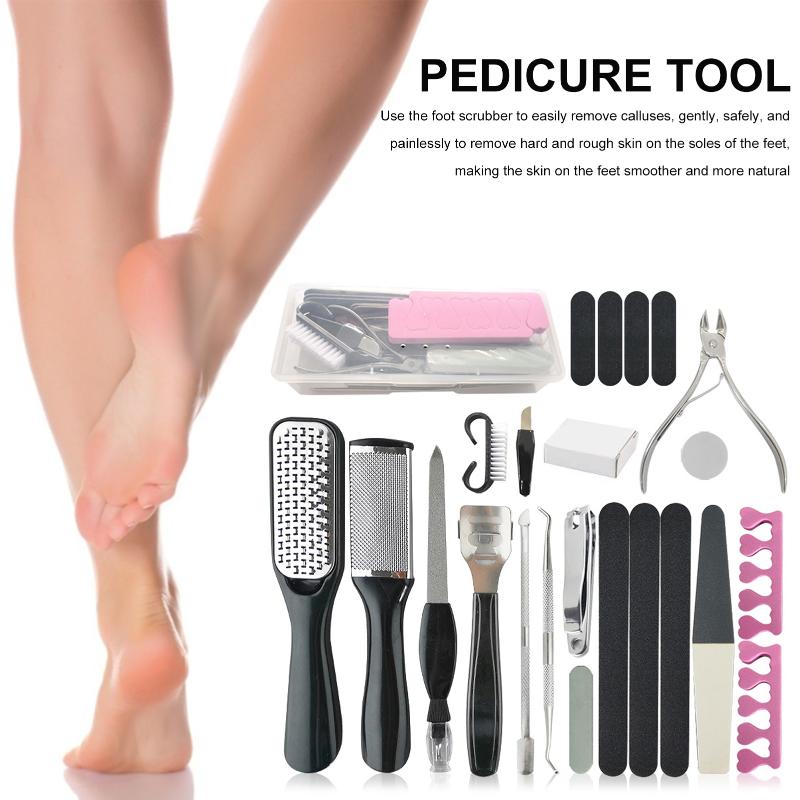 

Nail Art Kits 23pcs Professional Foot Care Kit Pedicure Tools Set Stainless Steel Rasp Dead Skin Remover Clean Toenail