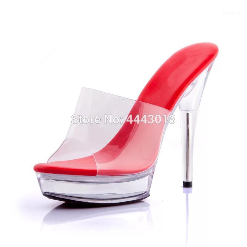 

13CM ultra high heel sexy crystal sandals model performance shoes princess transparent glass slipper1, Black