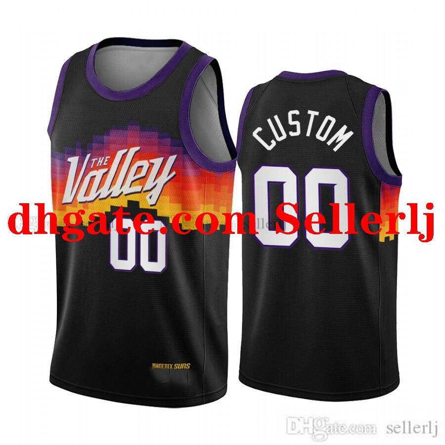 

s-6xl Phoenix Suns MEN NBA Devin Booker Ricky Rubio Deandre Ayton Black City The Valley 2020 21 Basketball Jersey, Black;red