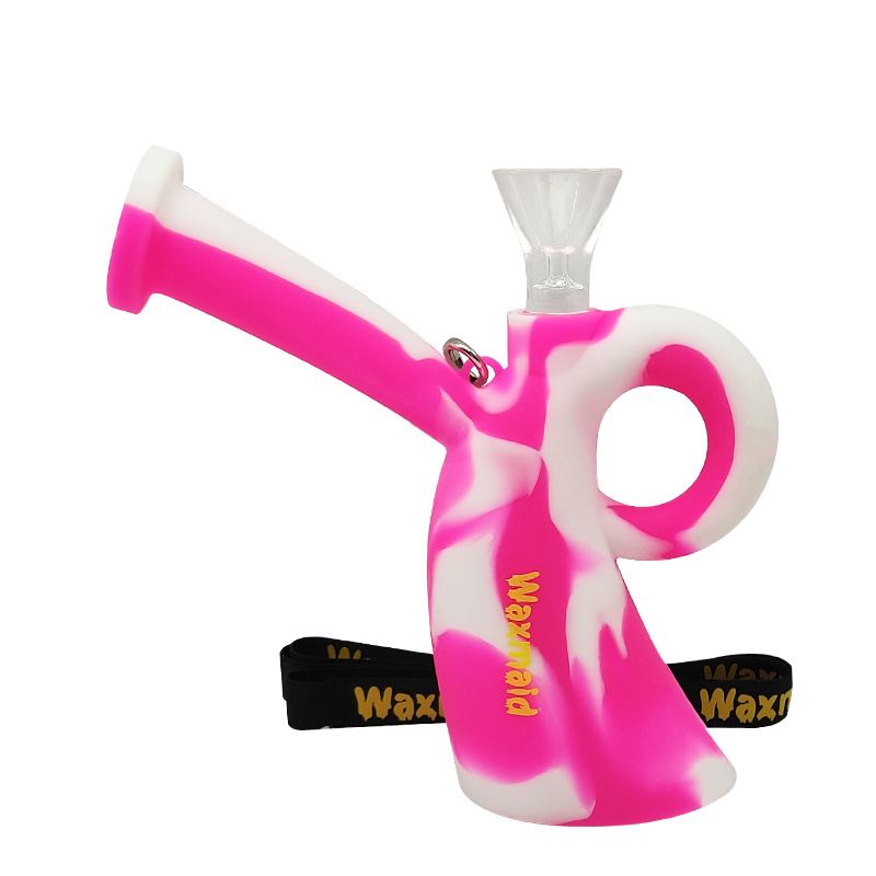 

Waxmaid Glass Bong Dab Rig Miss Mini Unbreakable Silicone Water Pipe Bong Smoking Hookah with Lanyard for Wax Oil Dry Herb