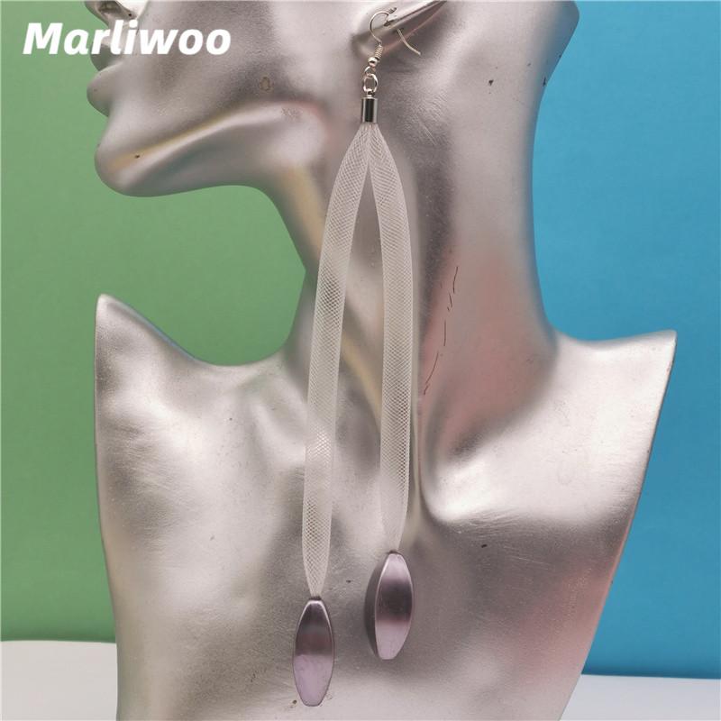 

Marliwoo New Drop Earrings Long Mesh Jewelry Purple Bead Accessories Women Earrings Fashion Jewellery Hollow Design Earring Gift