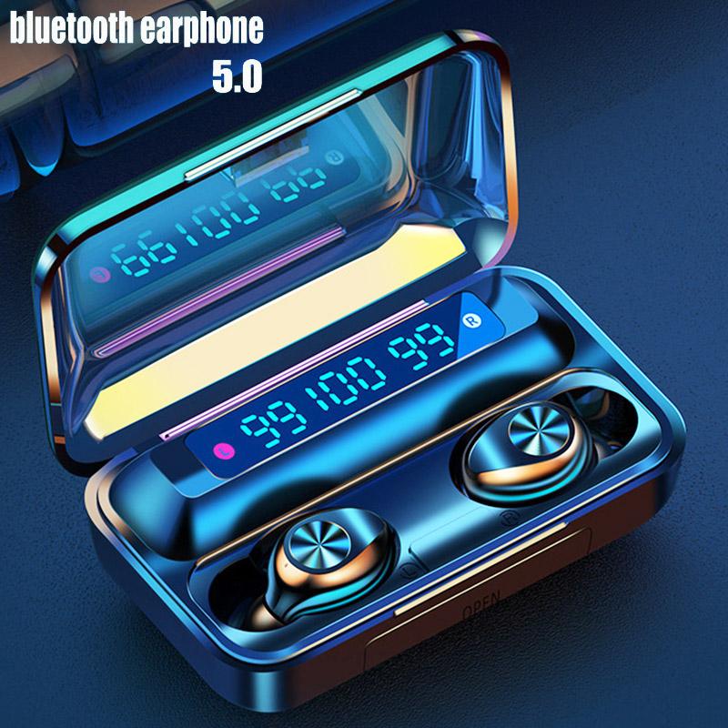 

F9 Bluetooth 5.0 Earphones Sport Wireless Headphones Waterproof Bluetooth Headset TWS Wireless Earphone Noise Cancelling Earbuds, White