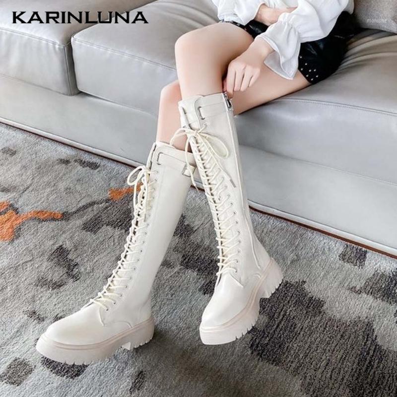 

Karin High Qulity Shoes Women New Trendy Buckle Straps Round Toe Knee High Boots Platform Comfy Women Fashionable Boots1, Beige