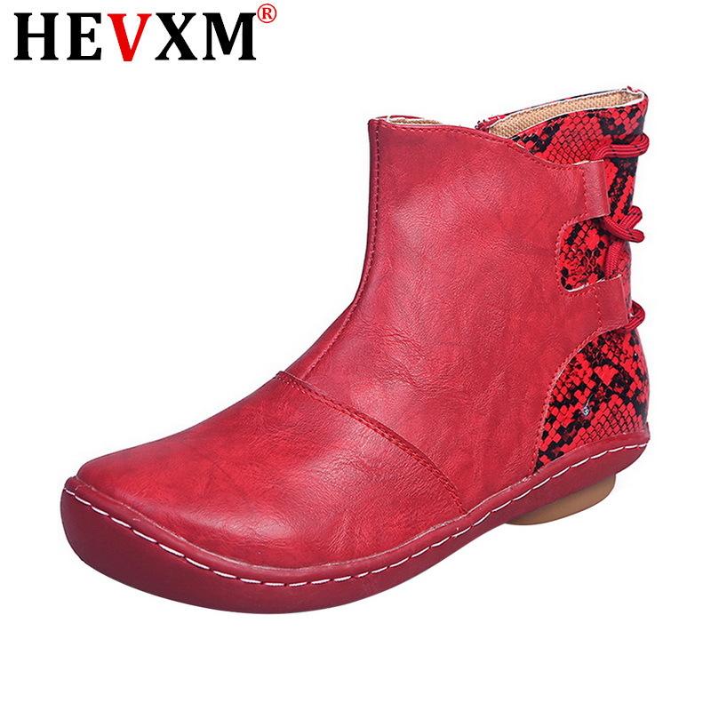 

Women's Shoes PU Leather Ankle Boots Women Snake Print Vintage Woman Shoes Short Plush Punk Boots Flat Ladies Retro Botas Mujer, Gray