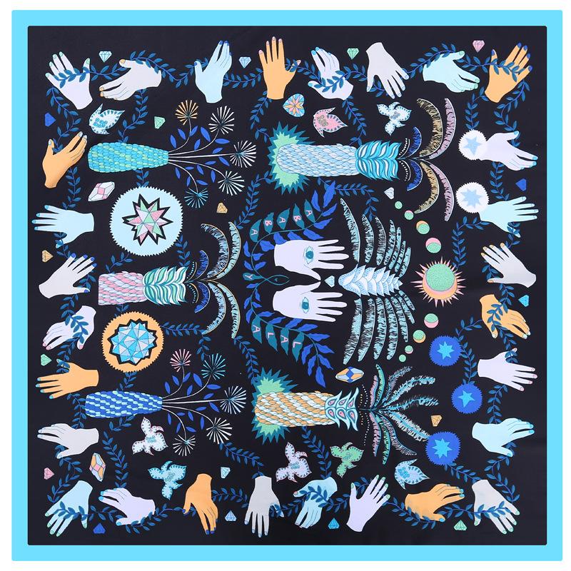 

Scarves Palm Jungle Eye Print 60*60cm Silk Scarf Colourful Painting For Women Soft High Quality Square Wrap Shawl Gift Drop
