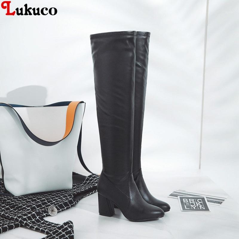 

Lukuco Big Large Size 34-48 Over The Knee Boots Safety Heel Pointed Toe Boot High Quality Handmade Warm Plush Pumps Woman1, Black
