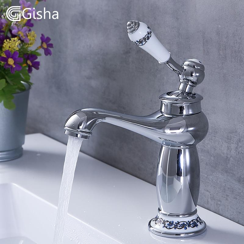 

Gisha Bathroom Faucet Single Handle Basin Mixer Tap Deck Mount Waterfall Bathroom Chrome Faucets Cold And Hot Water Taps G1022