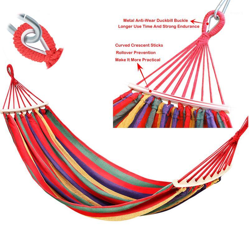 

Portable Hammock Outdoor Garden Hammock Home Garden Hanging Chair Travel Camping Swing Stripe Single Double Person Thicken1