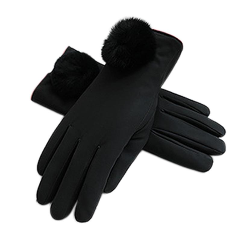 

Five Fingers Gloves Women Outdoor PU Leather Warm Lined Elegant Soft Texting Mittens Cold Weather Ladies Sensitive Winter Full Finger Thick