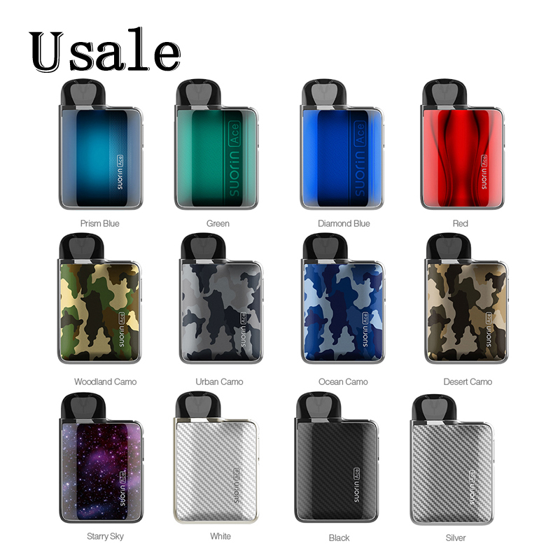 

Suorin Ace Pod Kit Built-in 1000mAh Battery with 2ml Ace Cartridge 1.0ohm Coil Vape Device 100% Original, Ocean camo