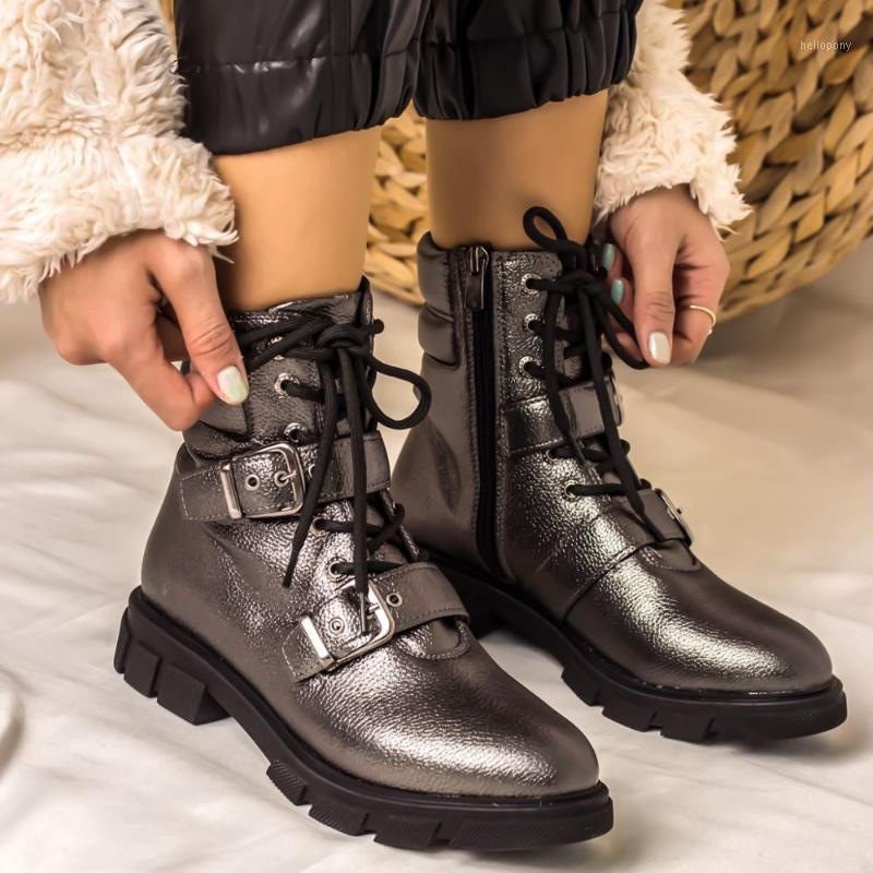 

Grey Shiny Color PU Leather Zipper New Season 2021 Winter Autmn Fashion Comfortable Standard Mold Female Lady Boots1, Gray