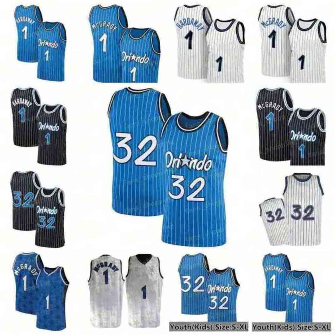 

Tracy 1 McGrady 32 Retro Basketball Jersey Anfernee Penny 1 Hardaway Blue White Black Vintage Jerseys, Black;red