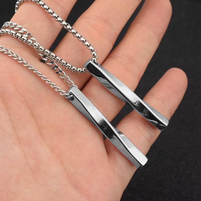

New Hot Men Women Stainless Steel Twisted Stick Pendant Necklace for Guys Rapper Punk Hip Hop Jewelry Birthday Party Gifts