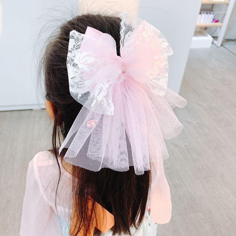 

2020 New Girls Cute Lace Big Bow Hair Clips Sweet Princess Hair Ornament Headband Hairpins Kids Fashion Accessories1, White
