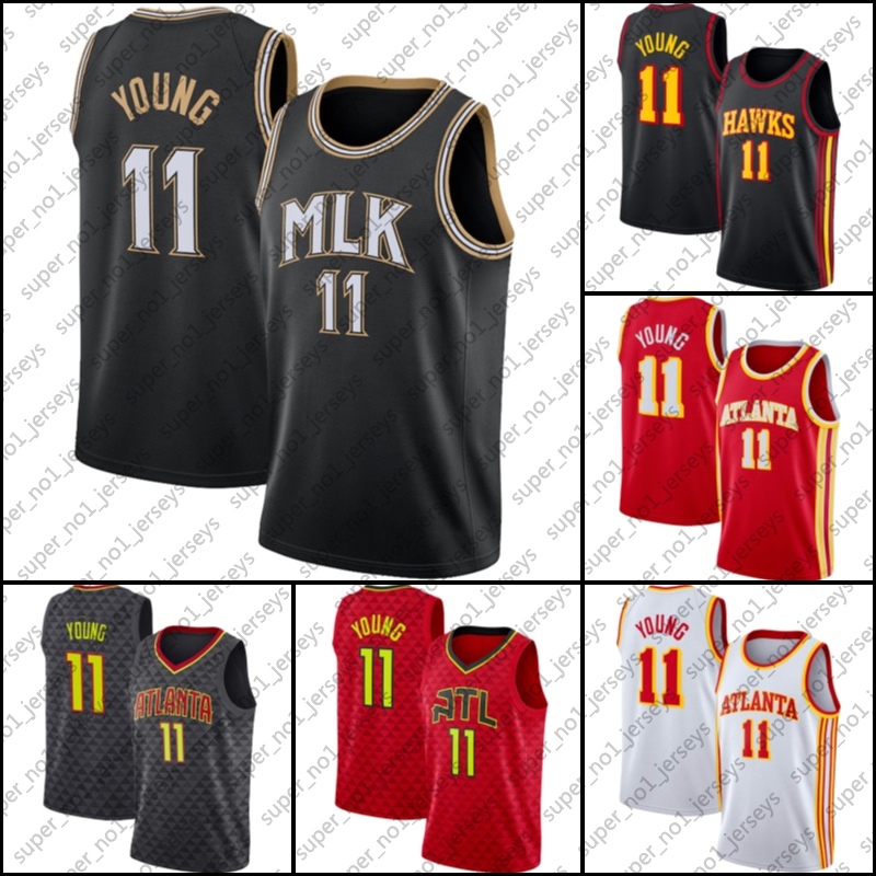 

Atlanta Hawks Jersey Trae 11 Young Jersey MLK Commemorative Jersey Spud Deandre Webb Hunter Jerseys New Statement, Black;red
