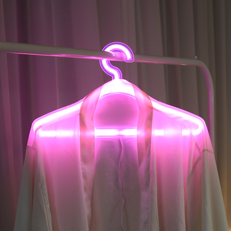 

Creative Led clothes hanger neon light Clothes Hangers ins lamp proposal romantic wedding dress decorative clothes-rack 116 p2