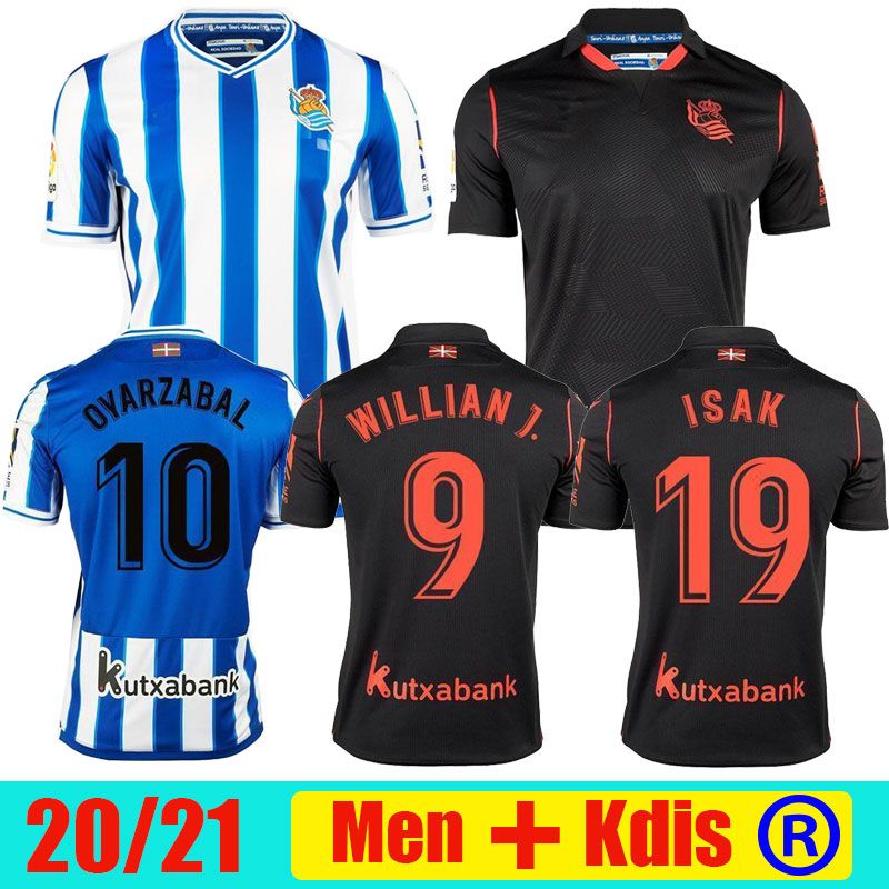 

Men + Kids 2020 2021 Real Sociedad Soccer Jerseys WILLIAN J. OYARZABAL AGIRRETXE JUANMI Home Away 20 21 Royal Society Football Shirt, Black;yellow