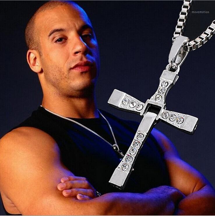 

Wholesale-Fast and Furious Cross Necklaces&Pendants Movie Jewelry Classic Rhinestone Pendant Sliver Cross Necklaces Pendants For Men1