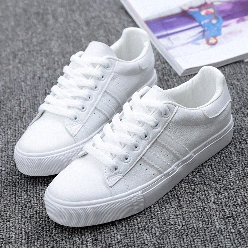 

Shoes Woman New Fashion Casual Platform Striped PU Leather Classic Cotton Women Casual Lace-up White Winter Shoes Sneakers #qn6A