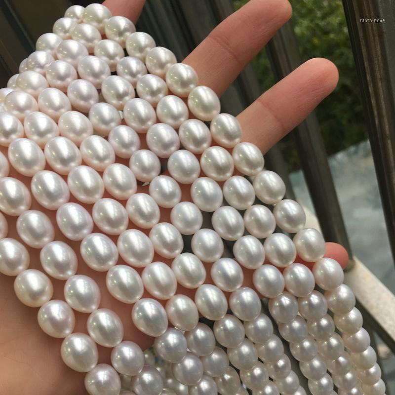 

Freshwater Pearl necklace potato shape with Size 9-10mm perfect luster loose pearl strands1