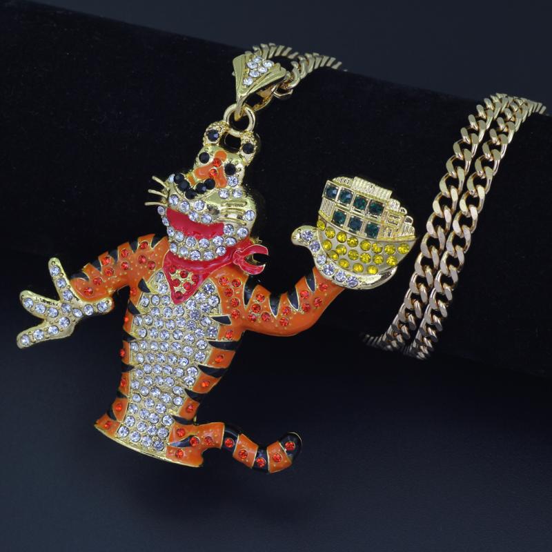 

Hip Hop Necklace Big Size Tiger Pendant With Cuban Chain For Men's Cool Jewelry Gift N693