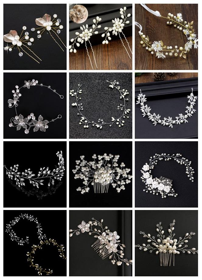 

Hair Clips & Barrettes Crystal Simulated Pearl Comb For Wedding Bride Jewelry Multi Style Color Accessories Handmade Headpiece Tiara