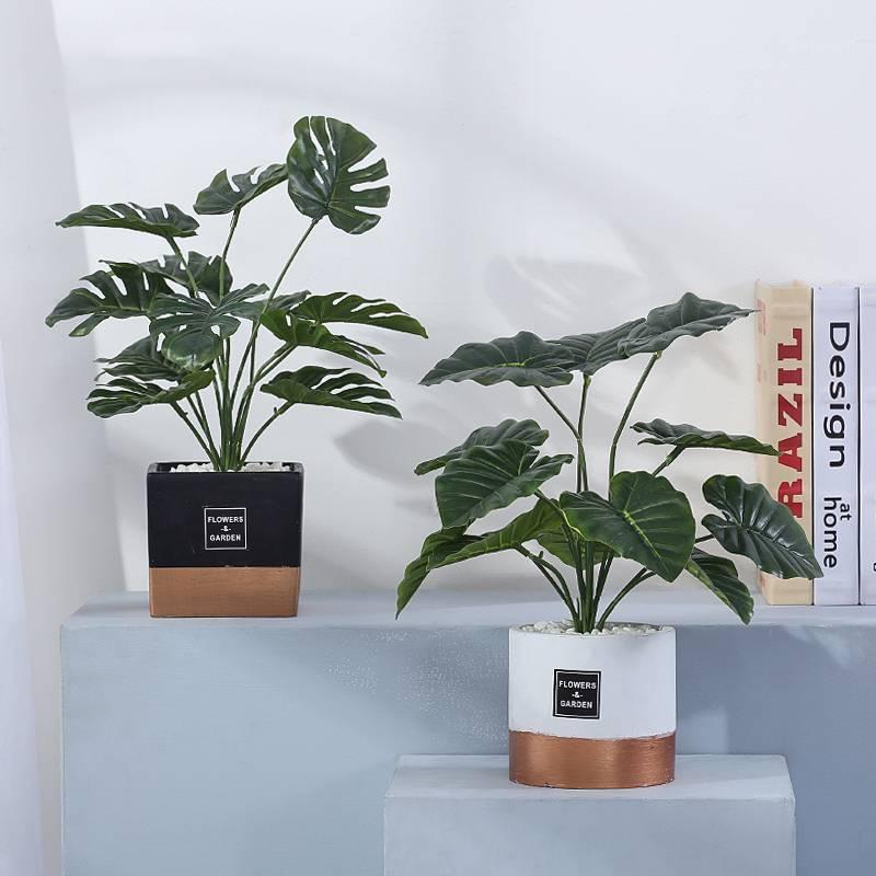 

Artificial Plants Green Palm-Leaves Monstera Home Garden Living Room Bedroom Balcony Decoration Tropical Plastic Fake Plant Long1, 1pc